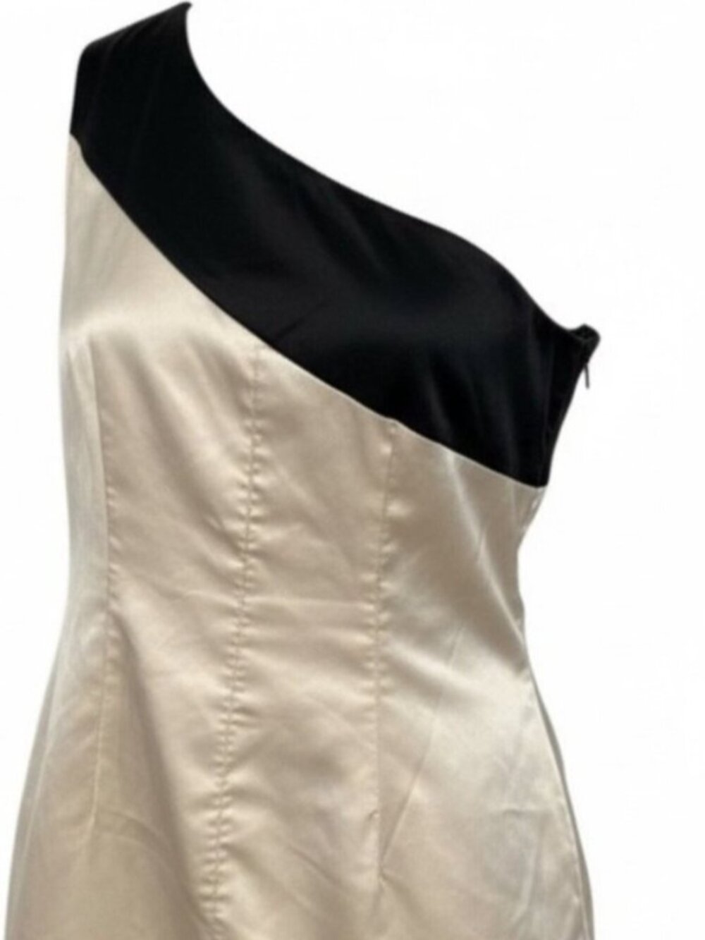 One-Shoulder Black and Off-White Dress